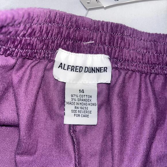 NWT Alfred Dunner $40 Plum Velvet Stretch Lounge Pants Woman's Size 14 New - Picture 7 of 8